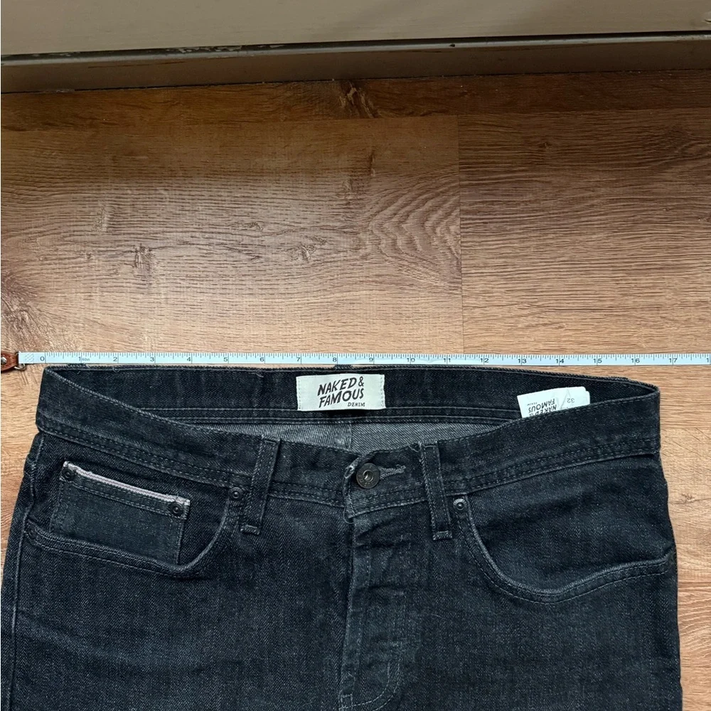 Naked & Famous Denim Slim Straight Black Jeans